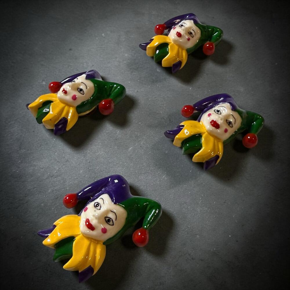 Mardi Gras Jester Button Covers Unisex Acrylic 4-Piece Set